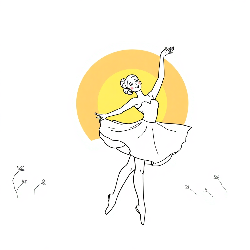 Dancer Ballet At Sunset Coloring Page