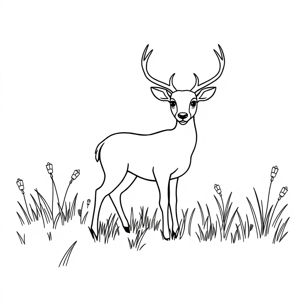 Deer In Meadow Coloring Page
