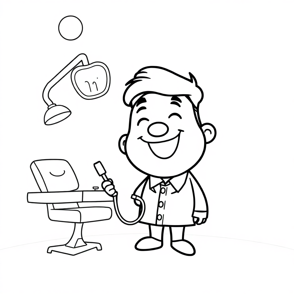 Dentist At Night Coloring Page