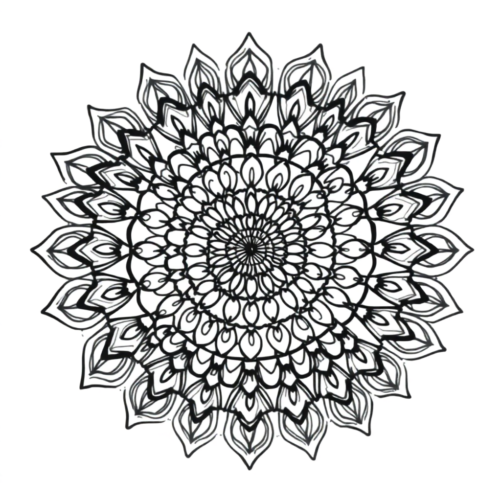 Printable Detailed Abstract Spiral Mandala Coloring Page