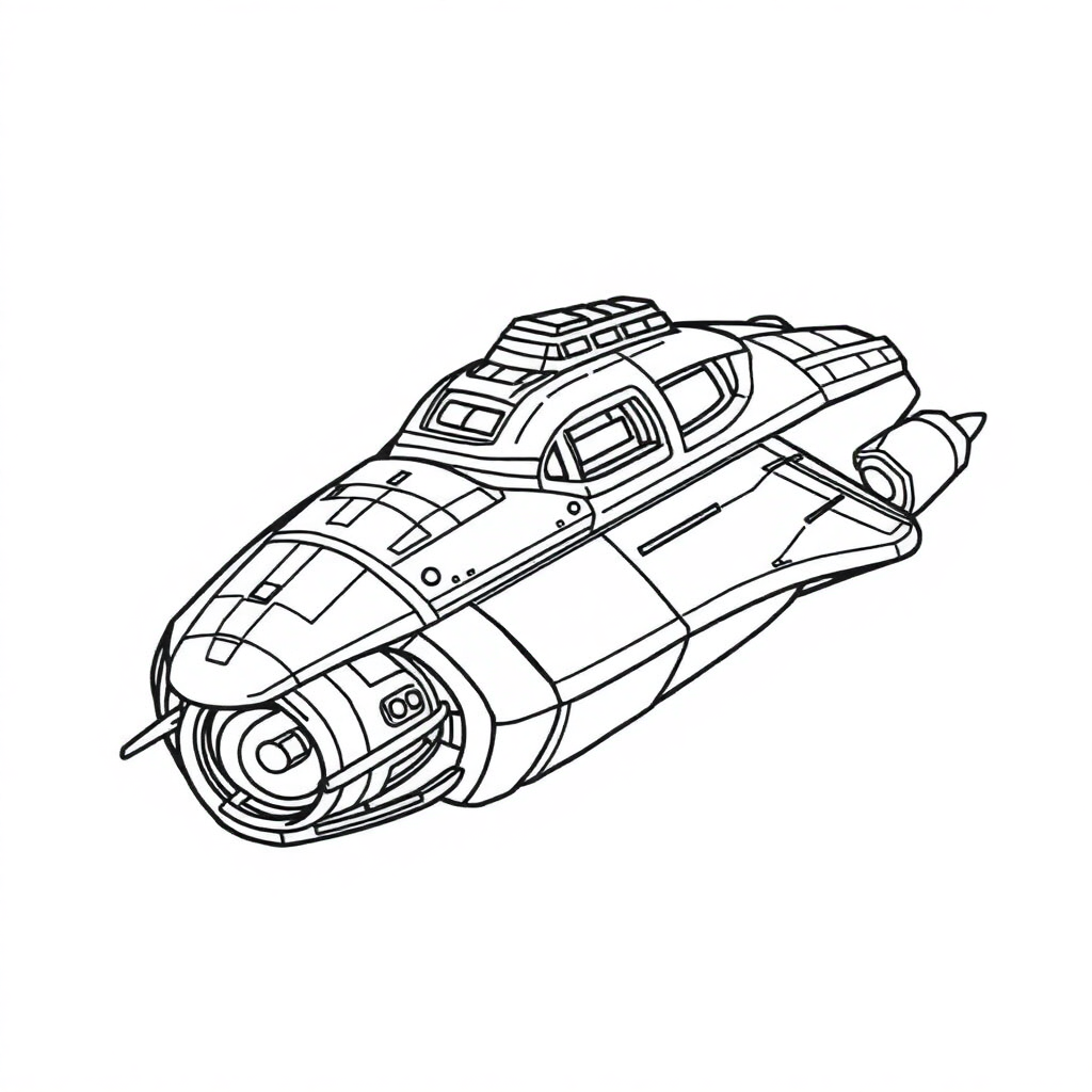 Detailed Alien Spaceship Coloring Page