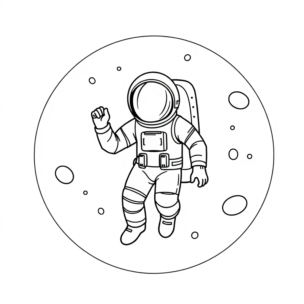 Detailed Astronaut On Moon Coloring Page