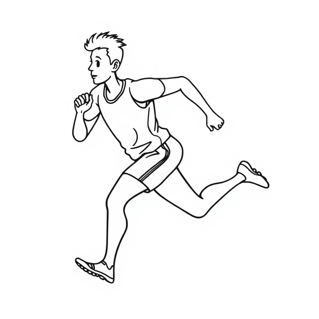 Detailed Athlete Running Coloring Page
