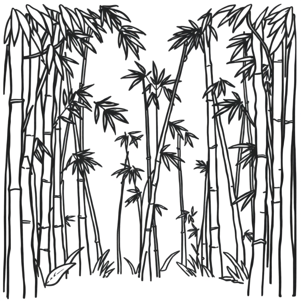 Detailed Bamboo Forest Coloring Page