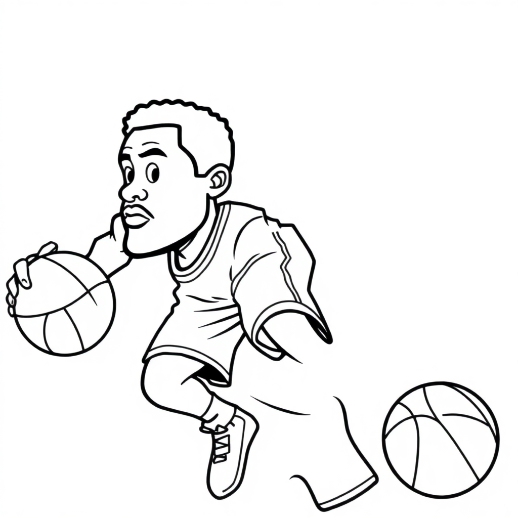 Detailed Basketball Player Coloring Page