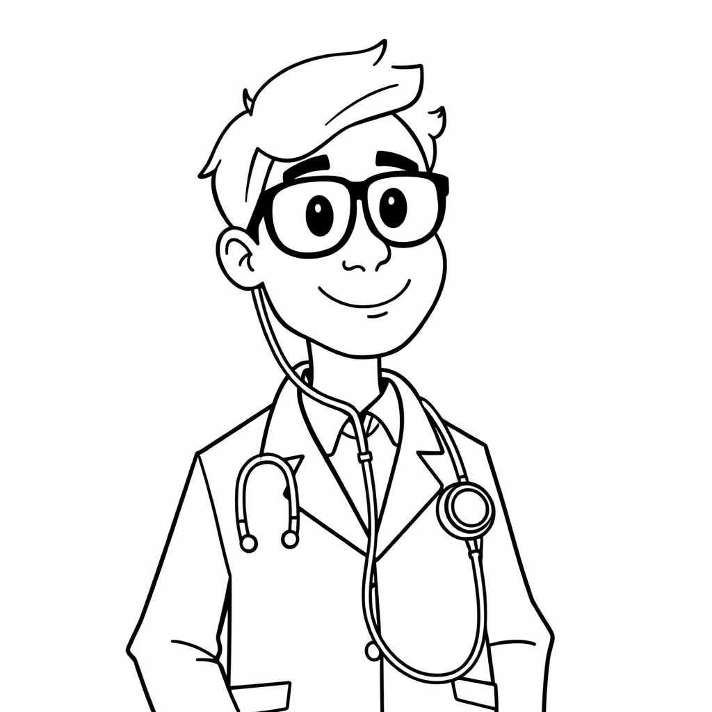 Detailed Doctor With Stethoscope Coloring Page