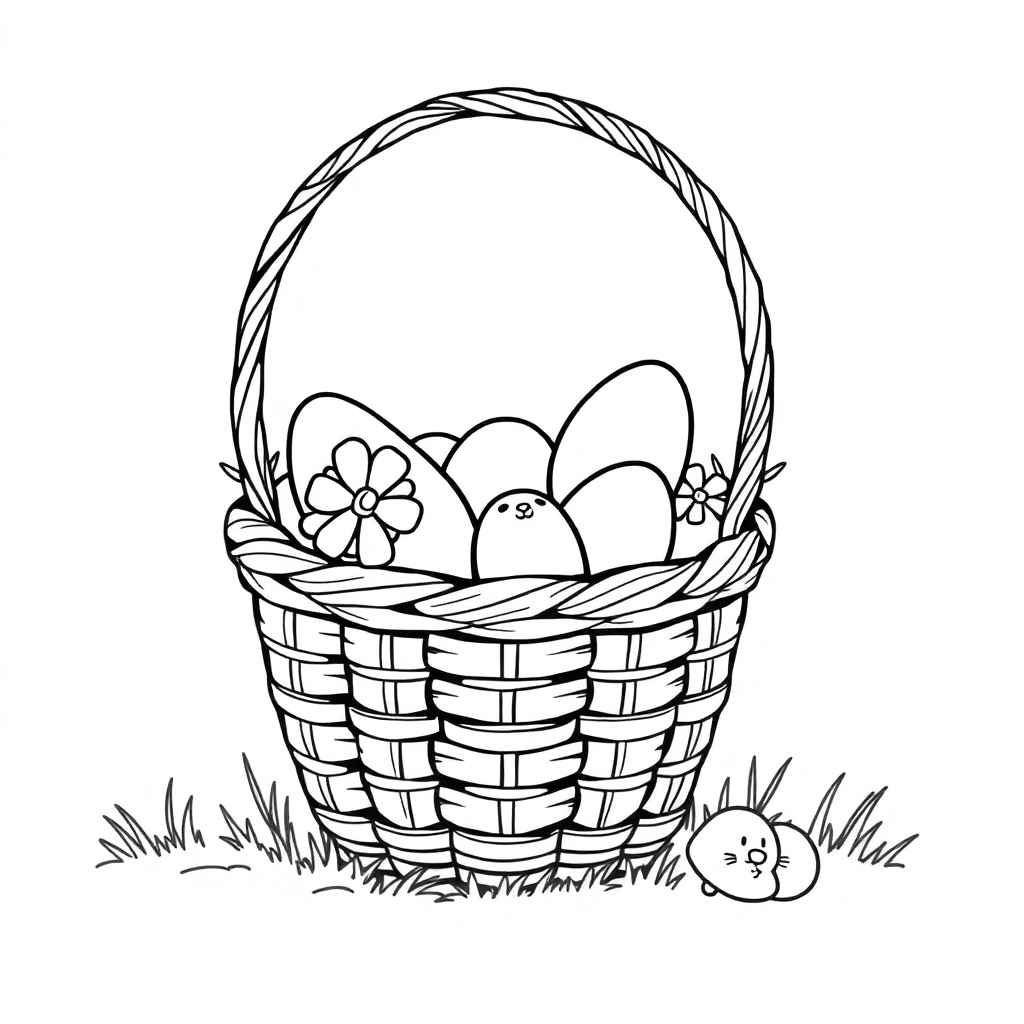 Detailed Easter Basket Coloring Page