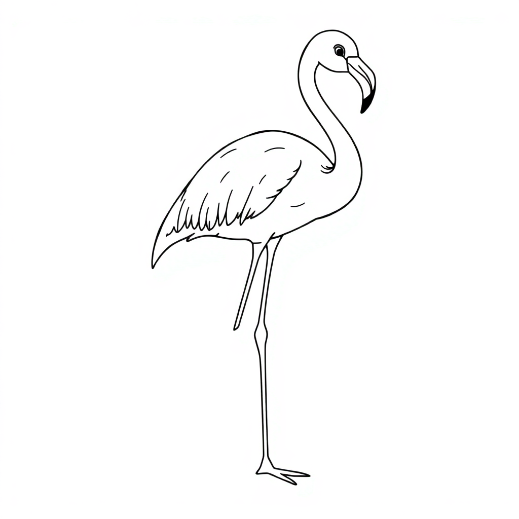 Detailed Flamingo Standing Coloring Page