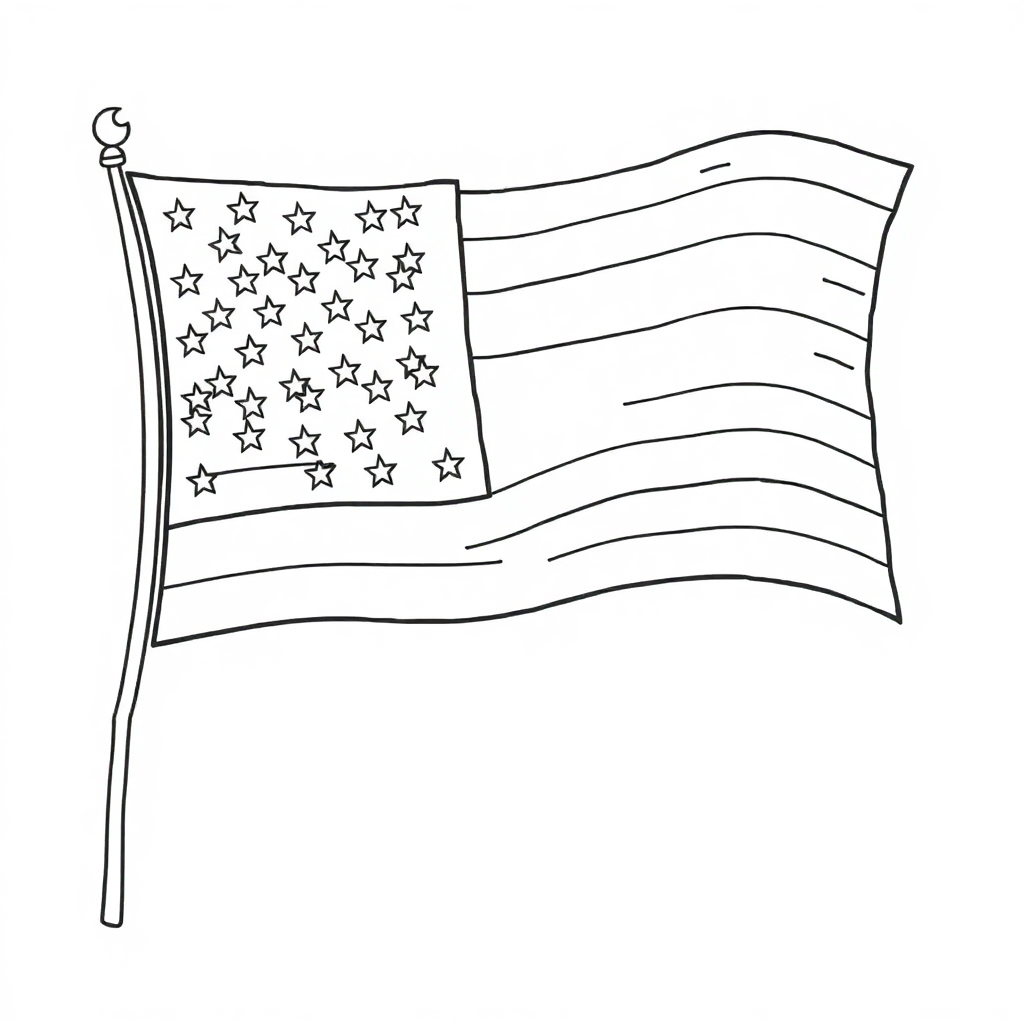 Detailed Fourth Of July Flag Coloring Page