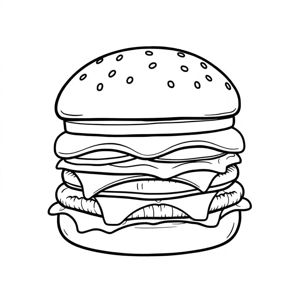 Printable Detailed Hamburger Coloring Page