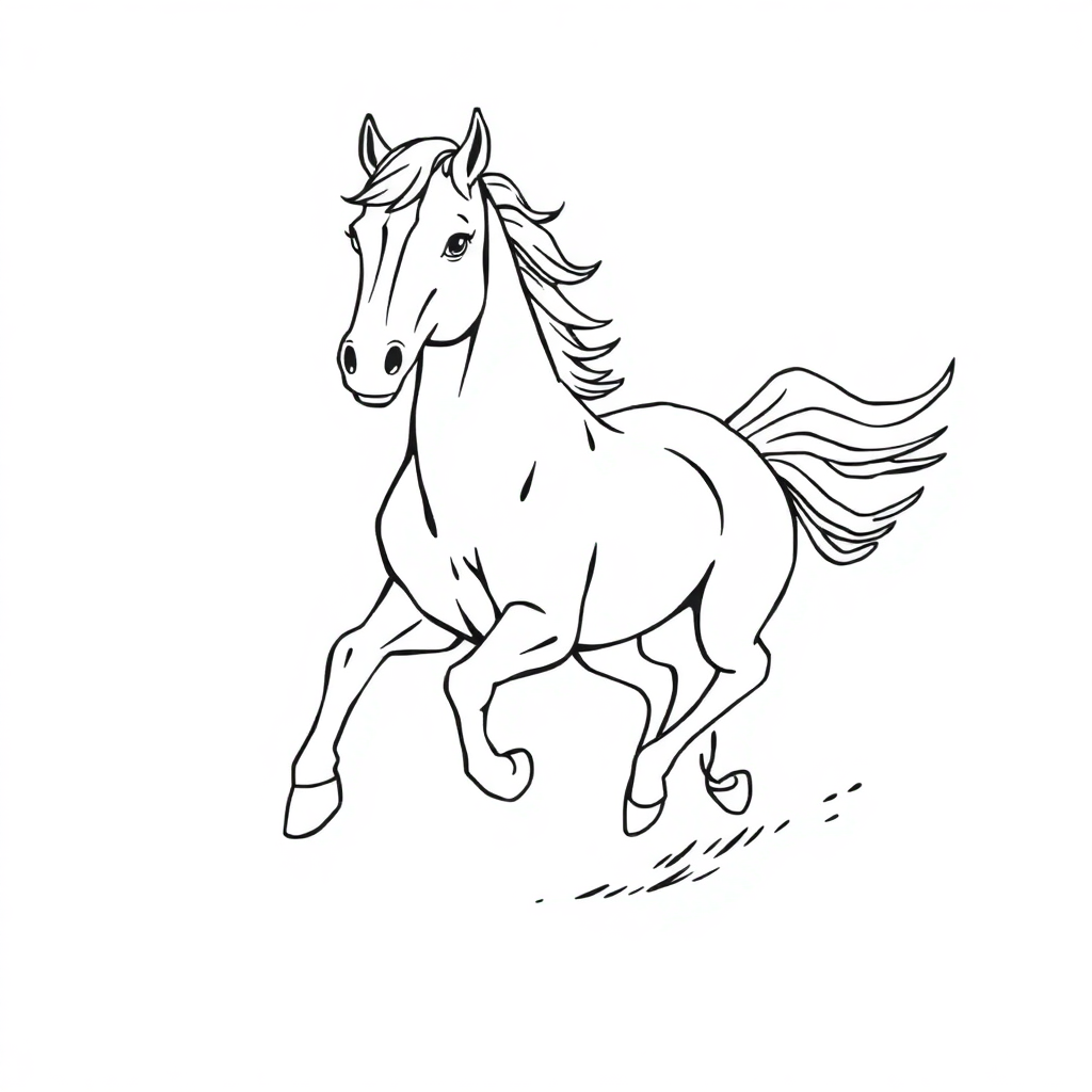 Printable Detailed Horse Running Coloring Page