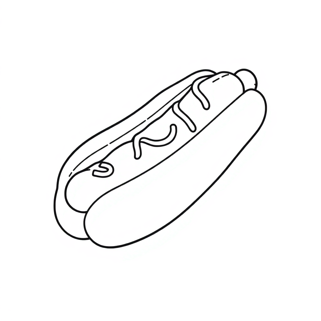 Detailed Hot Dog Coloring Page
