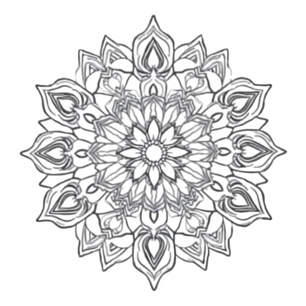 Printable Detailed Indian Style Mandala Coloring Page
