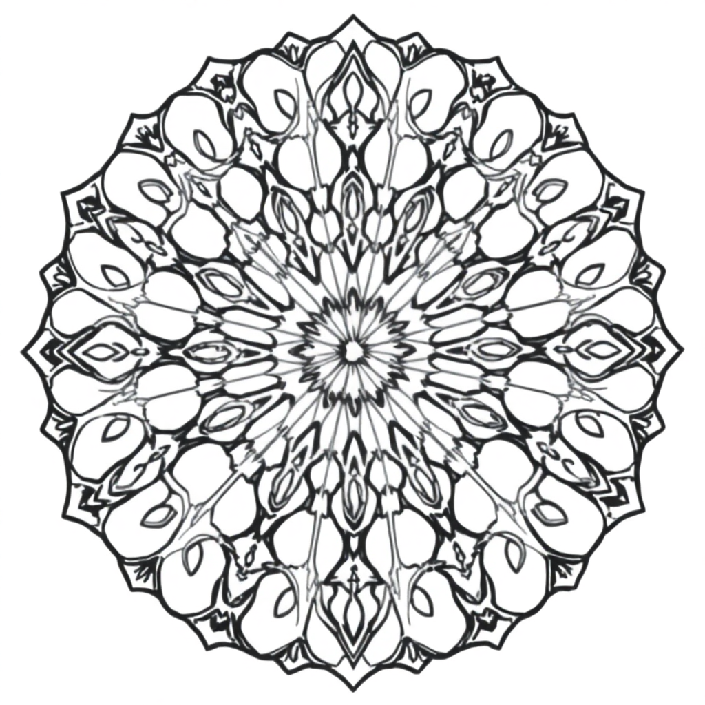 Printable Detailed Kaleidoscope Mandala Coloring Page