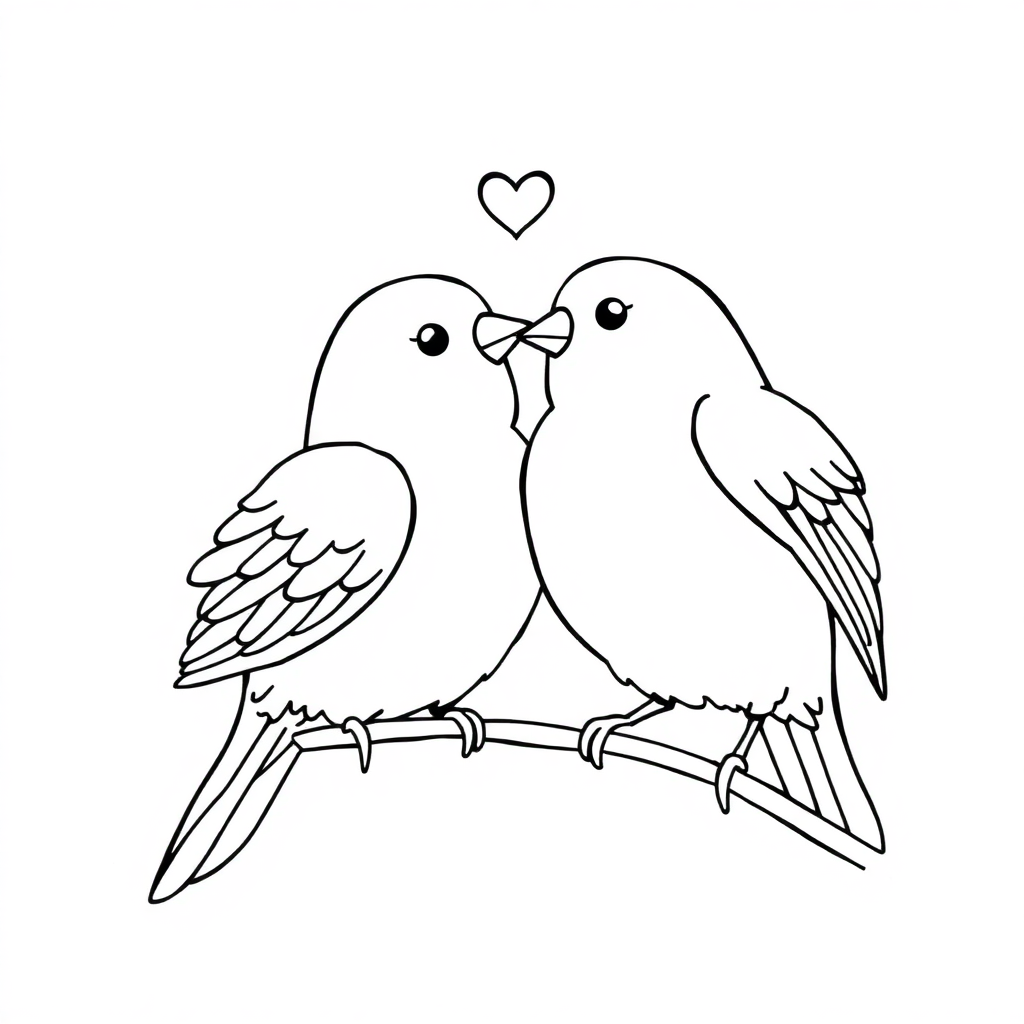 Detailed Love Birds Coloring Page