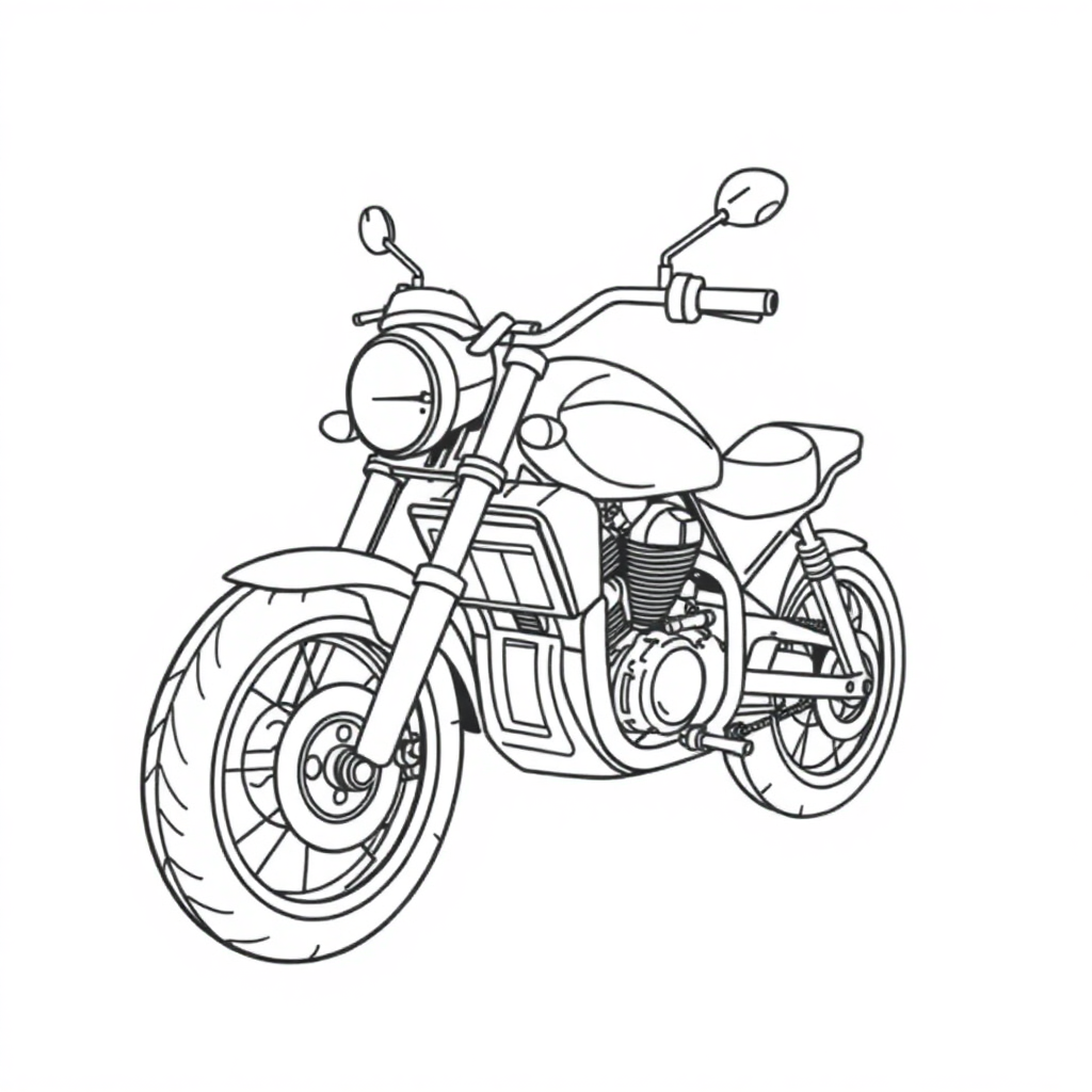 Detailed Motorcycle Coloring Page