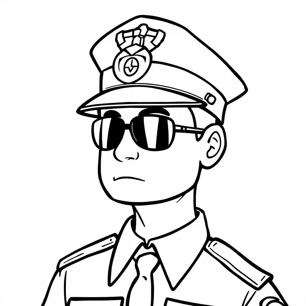 Detailed Police Officer Coloring Page