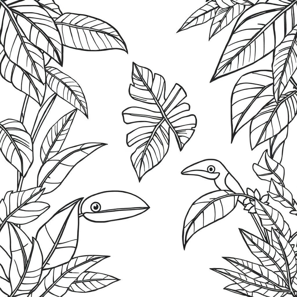 Detailed Rainforest Plants Coloring Page