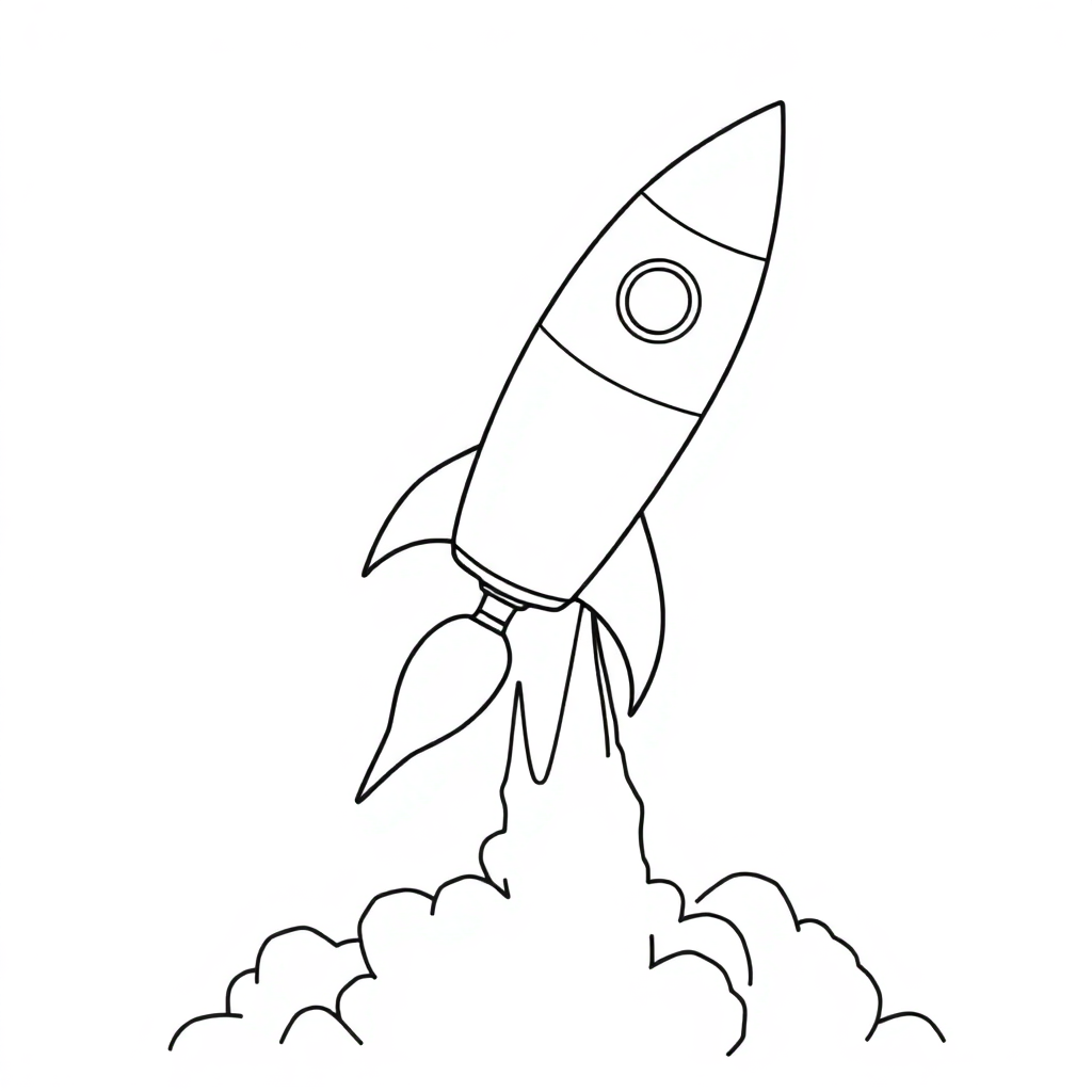 Detailed Rocket Launching Coloring Page