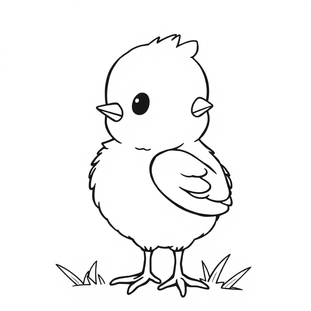 Detailed Spring Chick Coloring Page