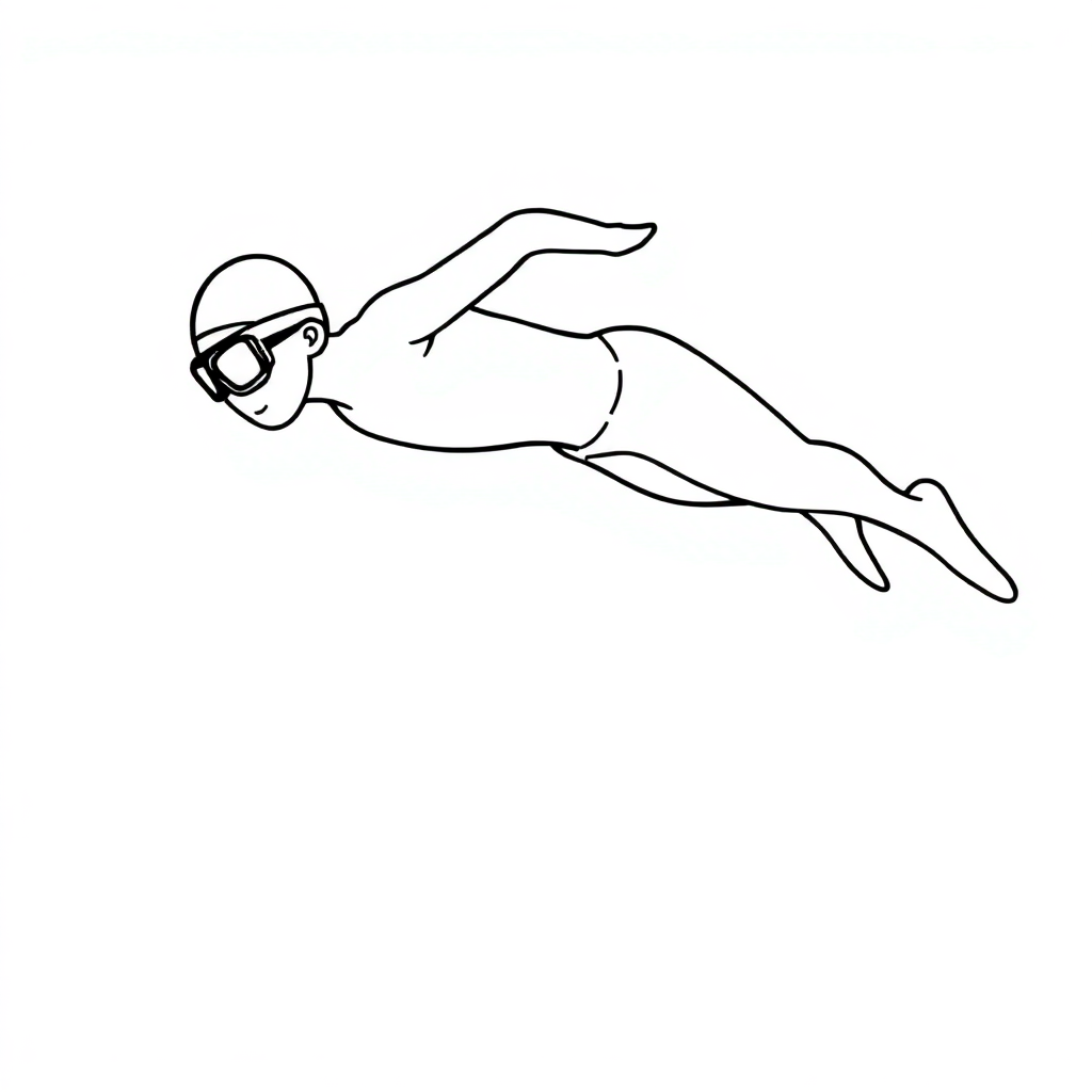Detailed Swimmer Diving Coloring Page