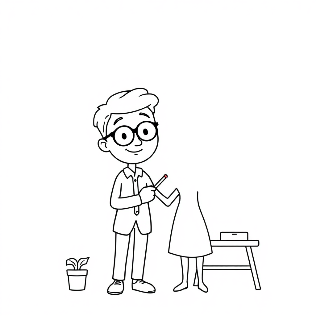 Detailed Teacher At Blackboard Coloring Page