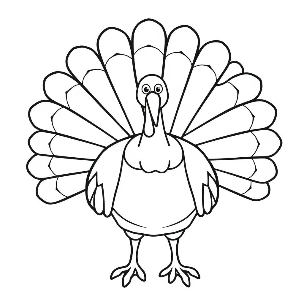 Detailed Thanksgiving Turkey Coloring Page