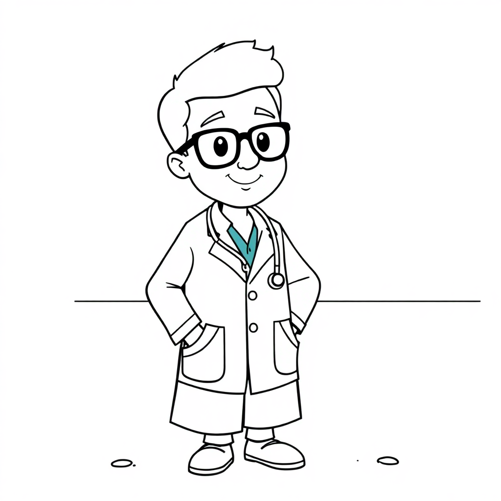 Doctor With Stethoscope On Beach Coloring Page