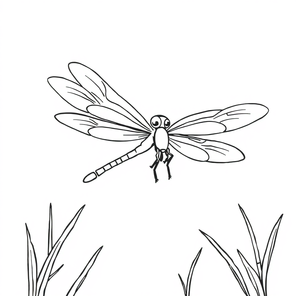 Dragonfly At Night Coloring Page