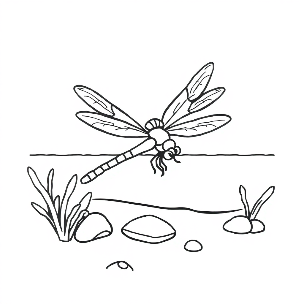 Dragonfly On Beach Coloring Page