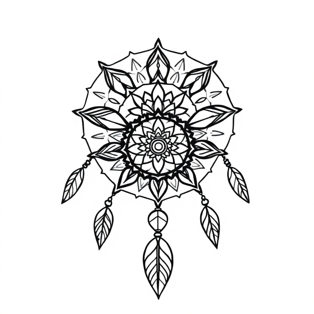 Dreamcatcher Mandala Coloring Page
