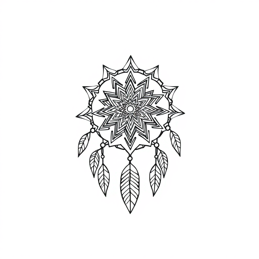 Dreamcatcher Mandala In Winter Coloring Page