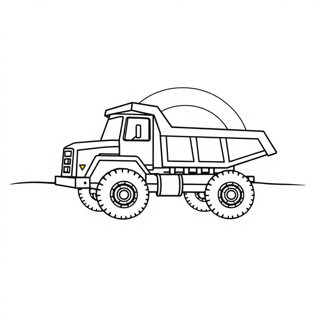 Dump Truck At Sunset Coloring Page