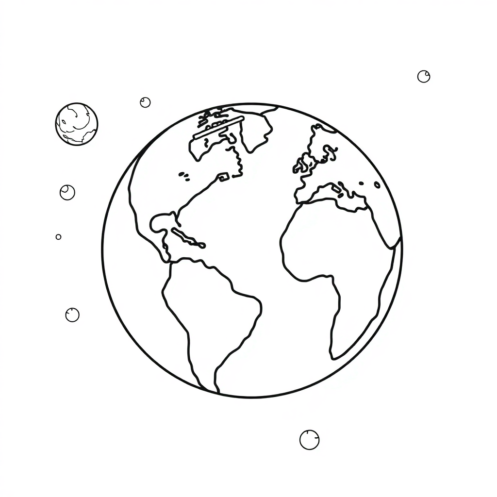 Earth From Space Underwater Coloring Page