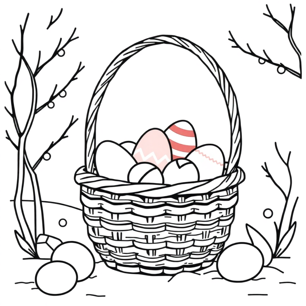 Easter Basket In Winter Coloring Page