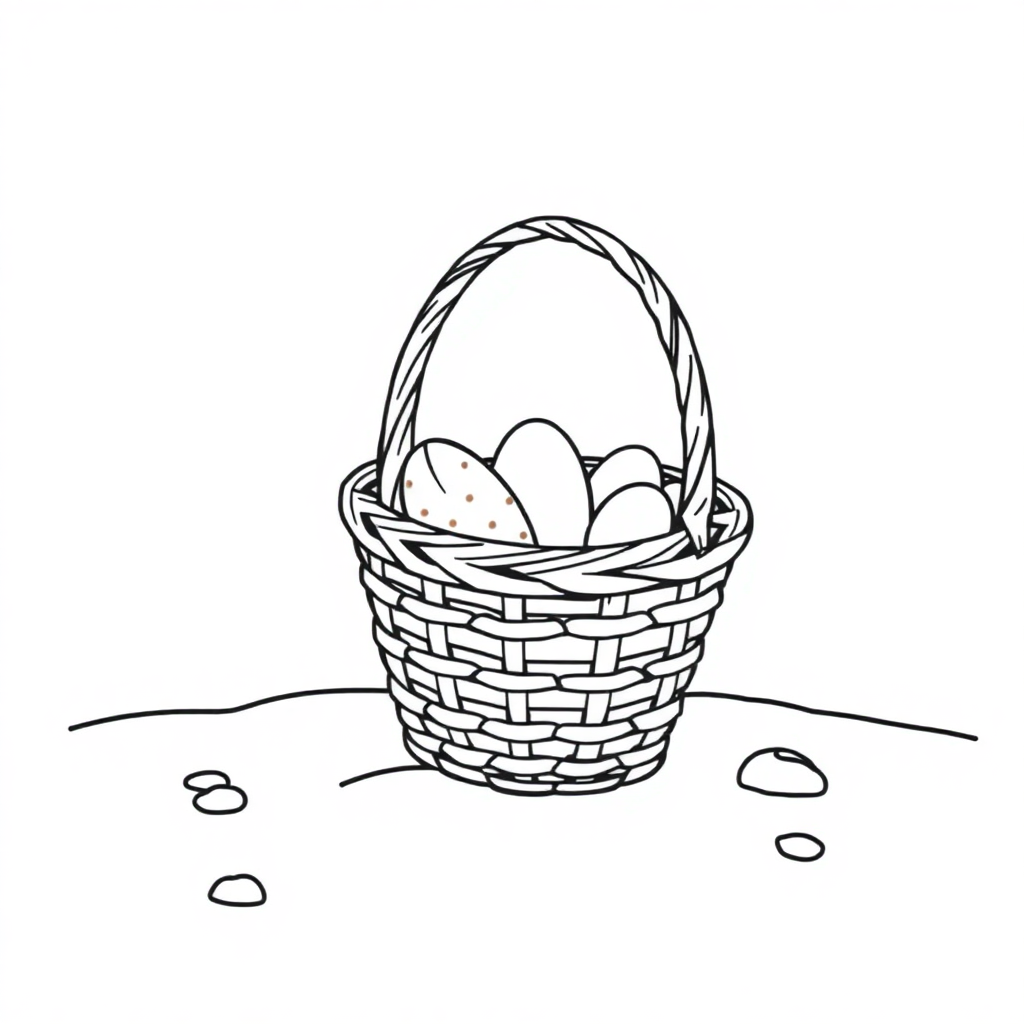 Easter Basket On Beach Coloring Page