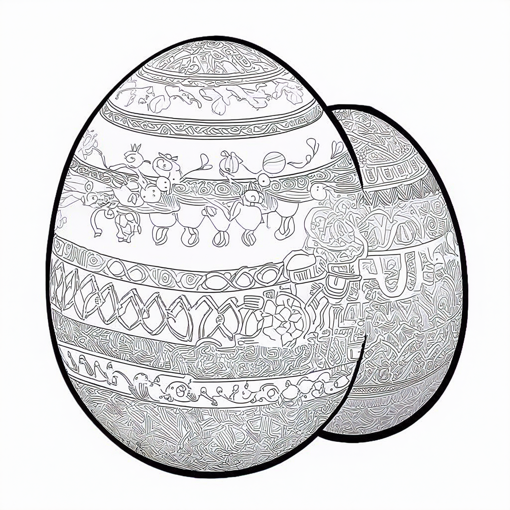 Easter Eggs Decorated Coloring Page