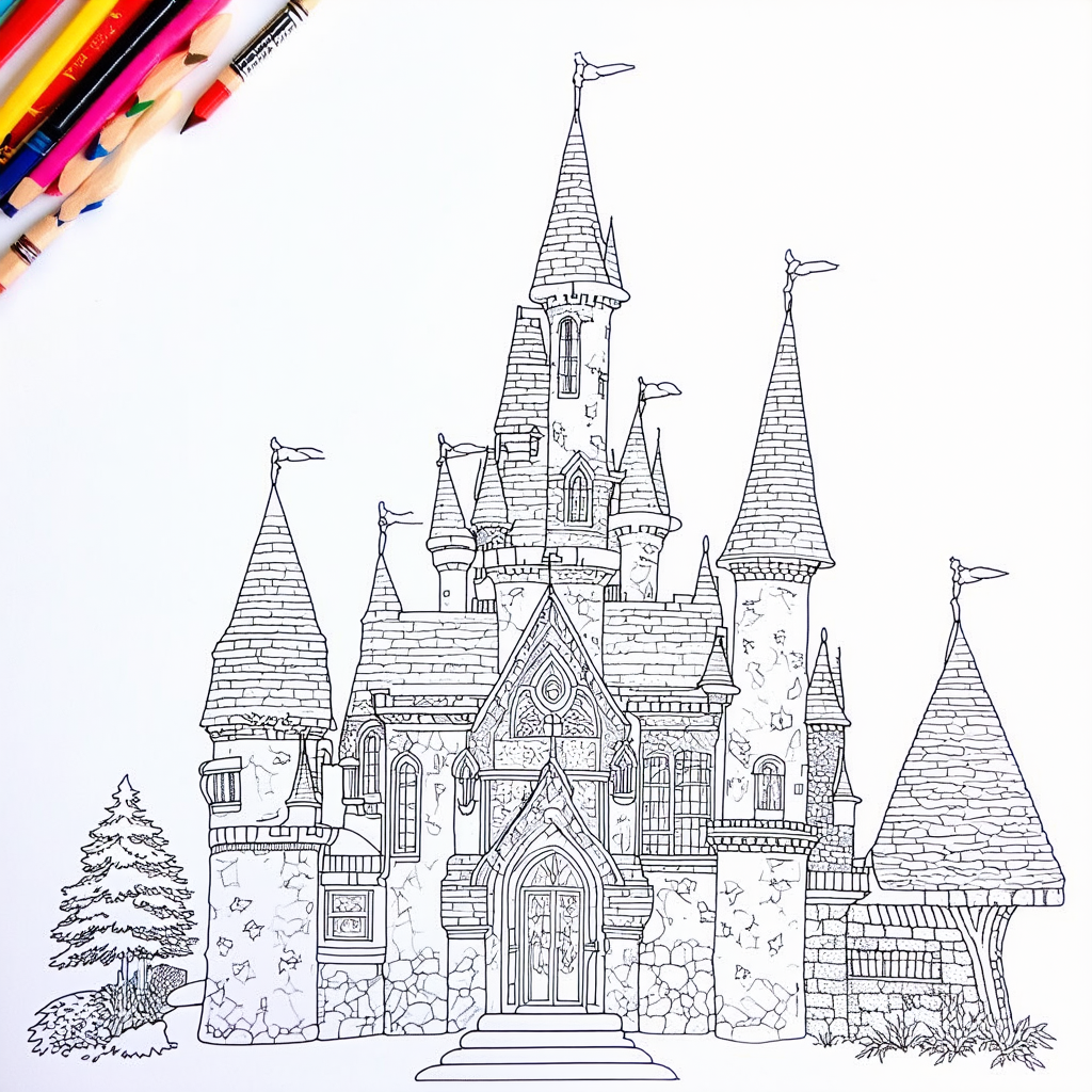 Enchanted Castle Coloring Page