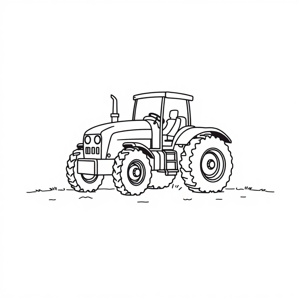 Farmer With Tractor In Space Coloring Page