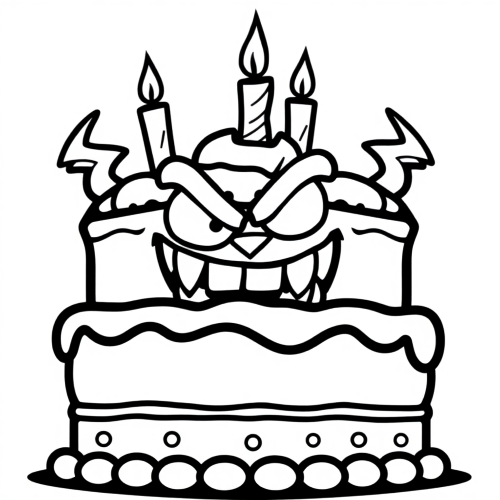 Fierce Birthday Cake With Candles Coloring Page