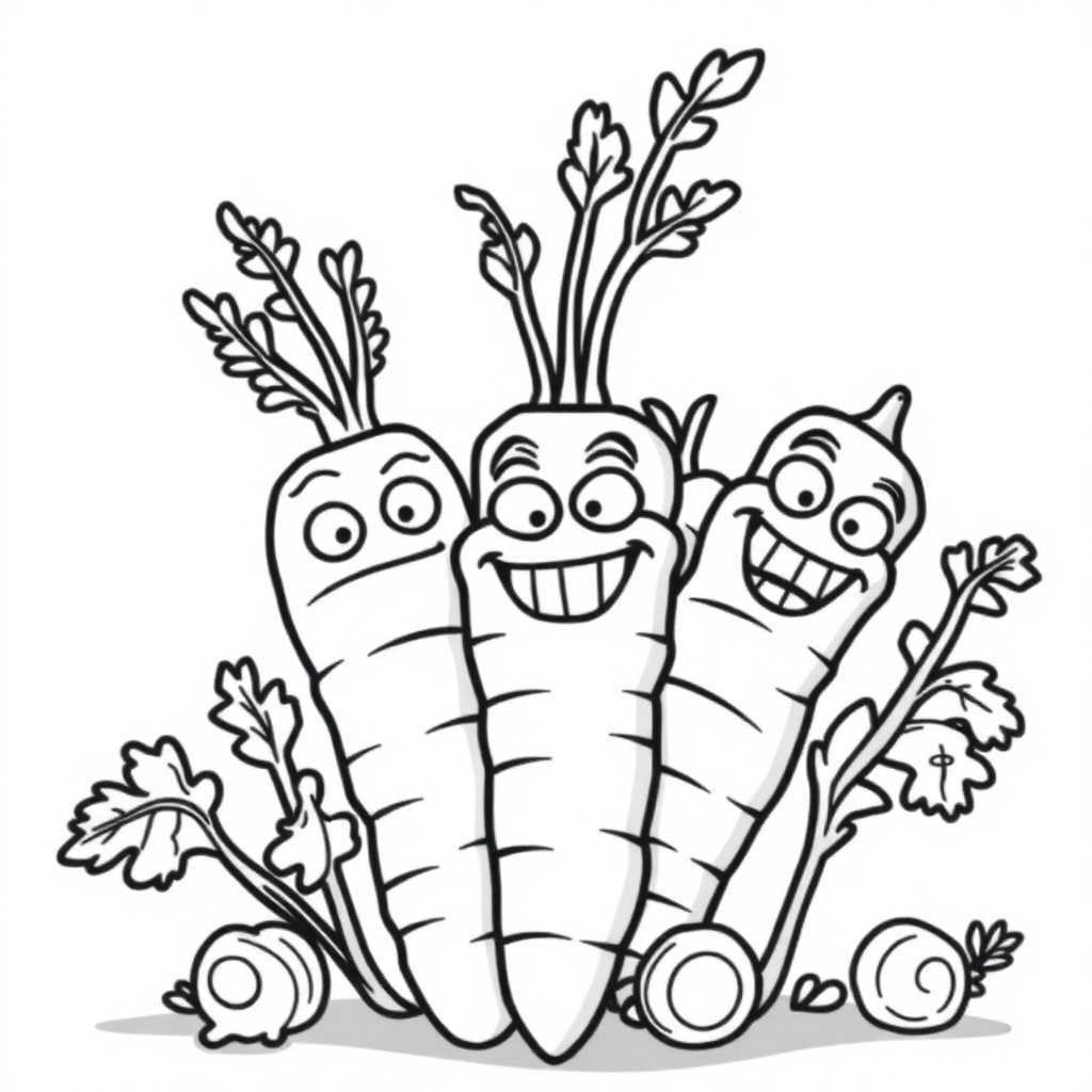 Fierce Carrot Bunch Coloring Page