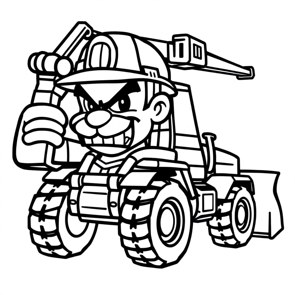 Fierce Construction Worker Coloring Page