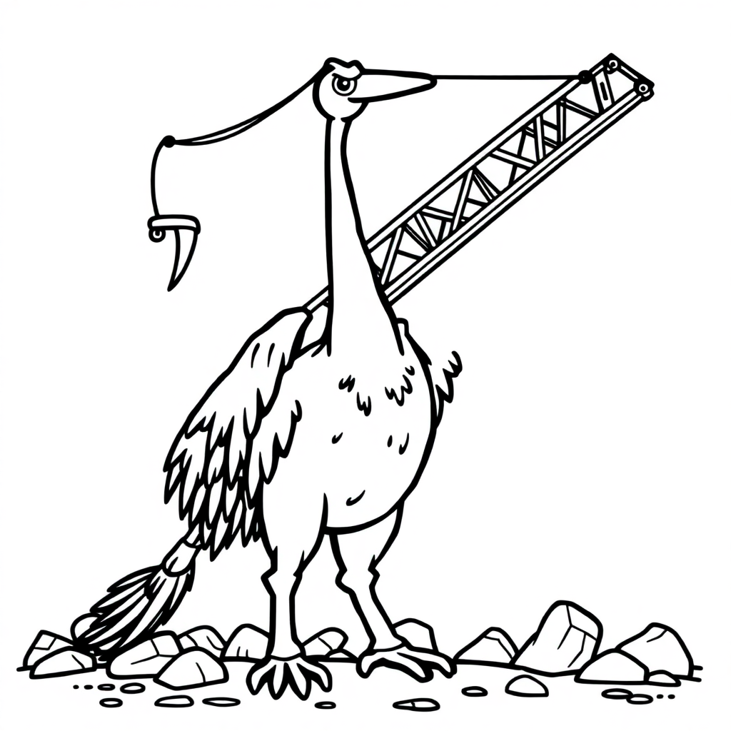 Fierce Crane Lifting Coloring Page
