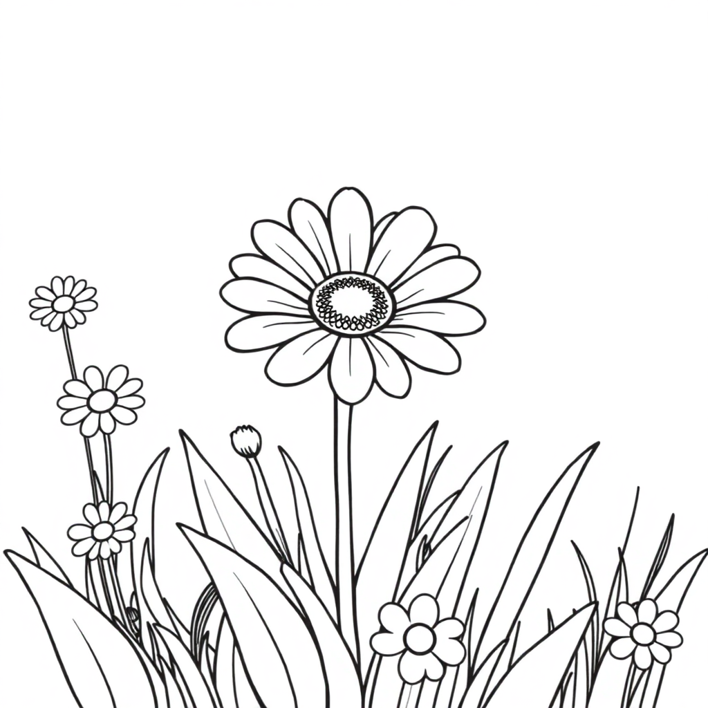 Fierce Daisy Meadow Coloring Page