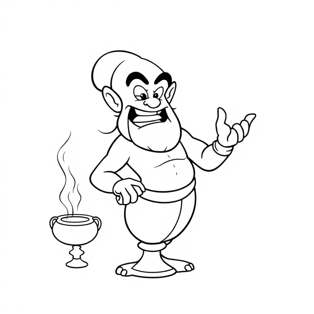 Fierce Genie From Lamp Coloring Page