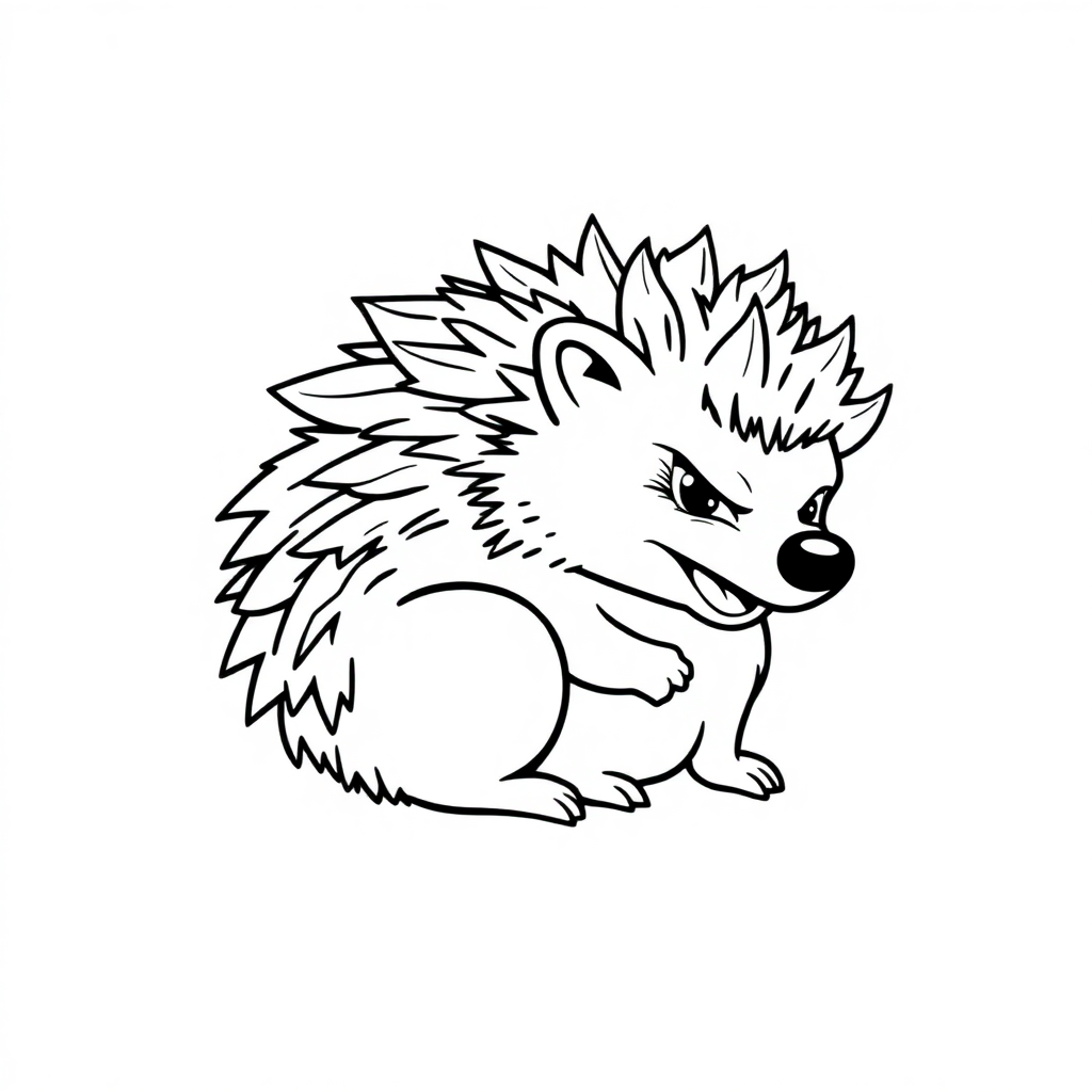Fierce Hedgehog Curled Up Coloring Page
