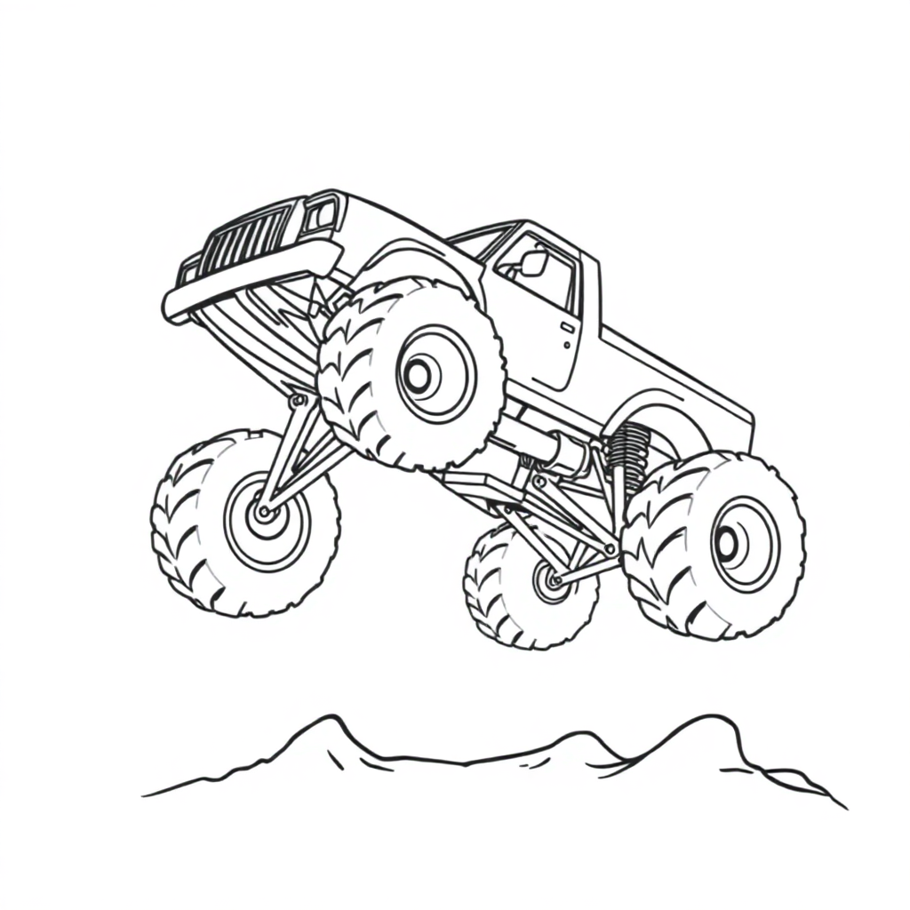 Fierce Monster Truck Jumping Coloring Page
