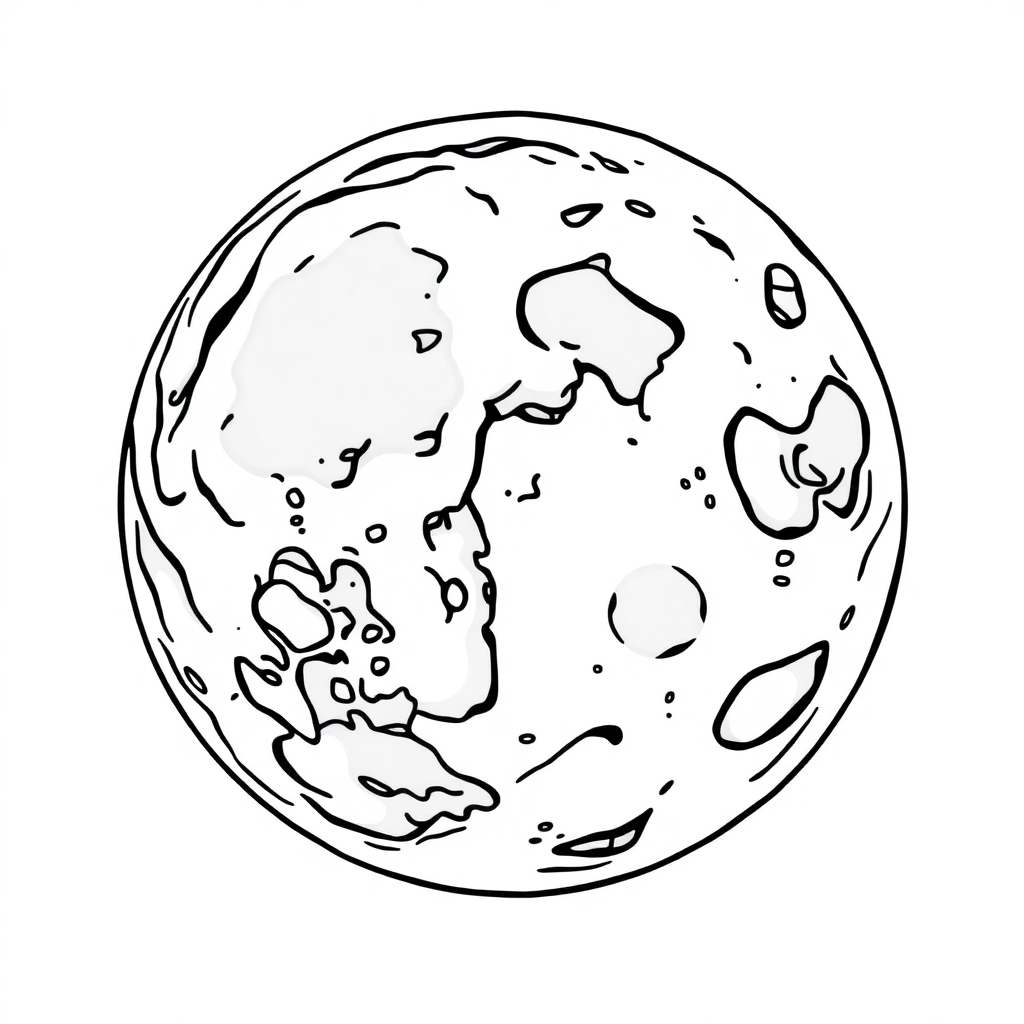 Fierce Moon Surface With Craters Coloring Page