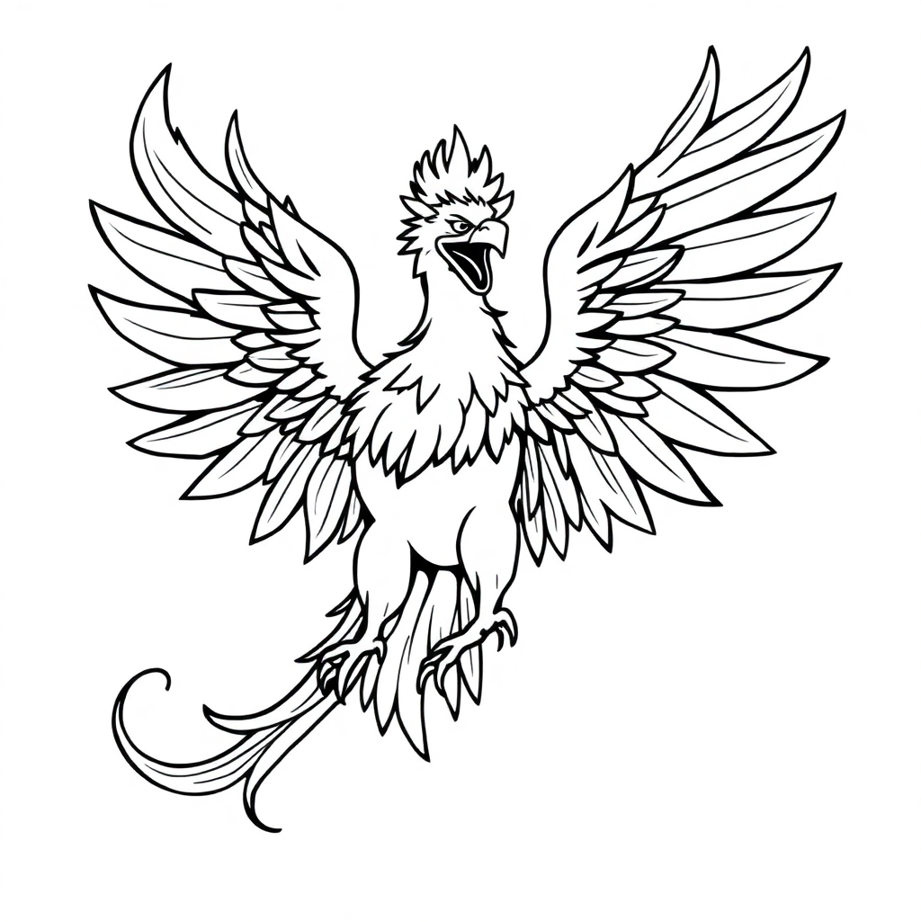Fierce Phoenix Rising Coloring Page