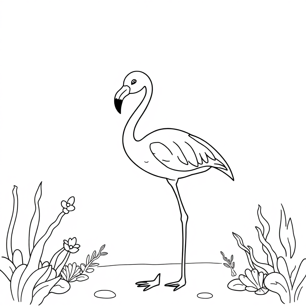 Flamingo Standing Underwater Coloring Page